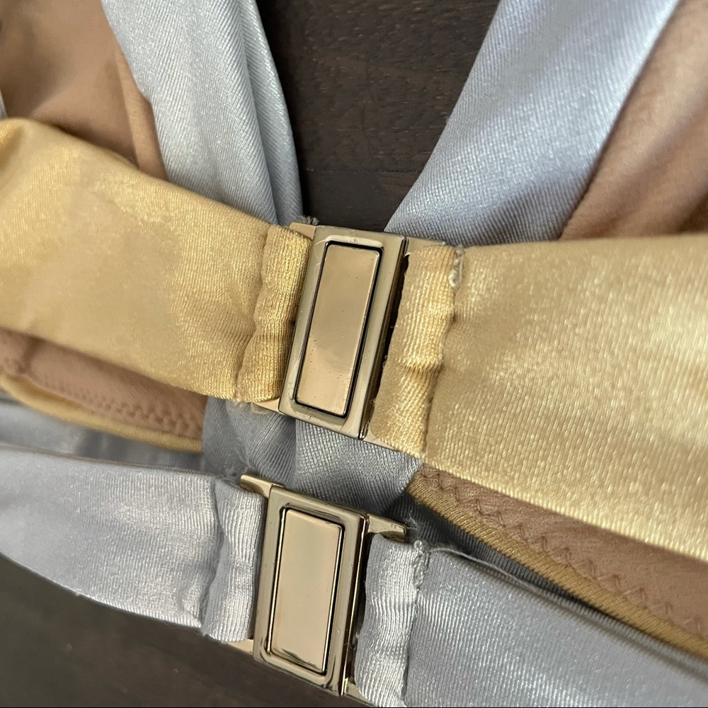 🆕 Les Canebiers Palmier Metallic Silver & Gold Strappy Bikini Top & Bottom - Picture 9 of 15